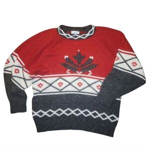 FABE vintage 80s, Red Fair Isle Nordic Knit Crewneck sweater, size M